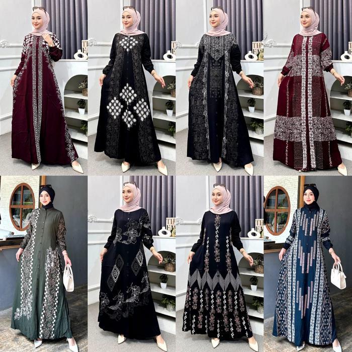 Naya Batik - Gamis Twill Ori Premium 2026 Berkualitas Motif Garis Batik Cap Malaman Bukan Sablon