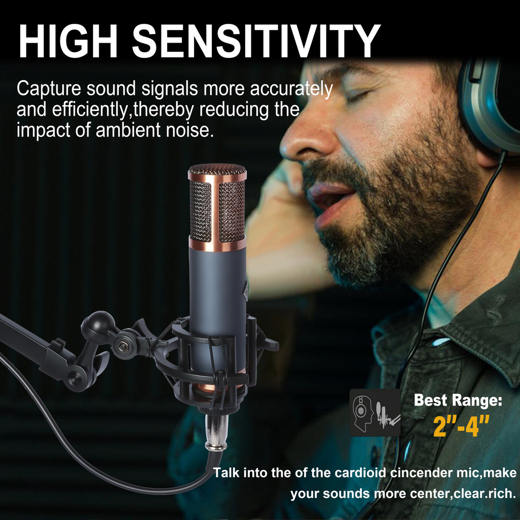 TF39 Condenser Microphone 26mm / 34mm Large Diaphragm XLR Studio Recording Mic for Vocals Podcasting
