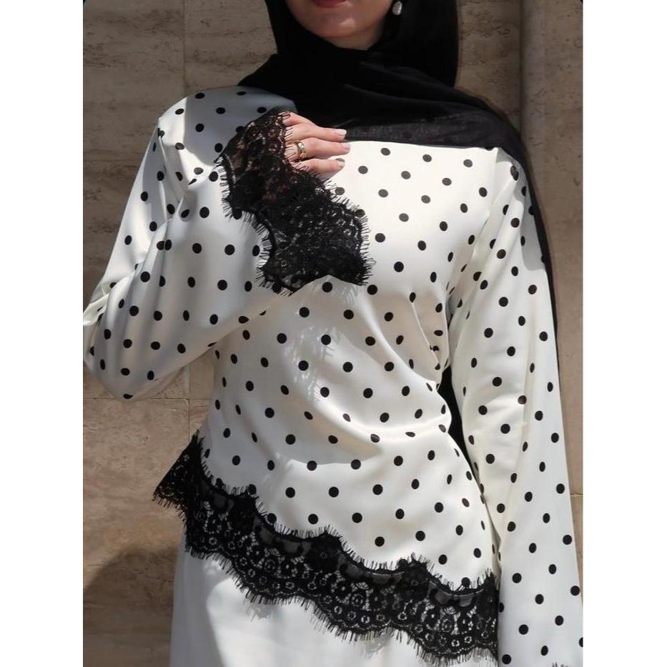 Zalia Polkadot lace top blouse