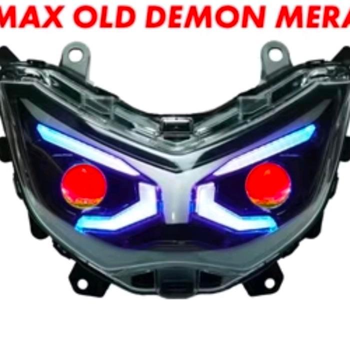 AYOTO Headlamp Biled Nmax Old PNP Tinggal Colok 90Watt dengan Alis RGB Demon Biru untuk Motor Nmax L