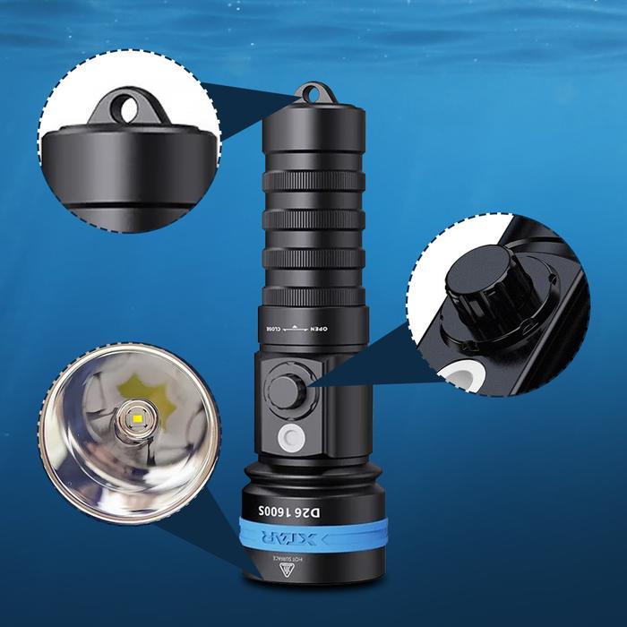 SENTER Selam Diving XTAR D26 CREE XHP35 1600 Lumens Waterproof Bawah laut