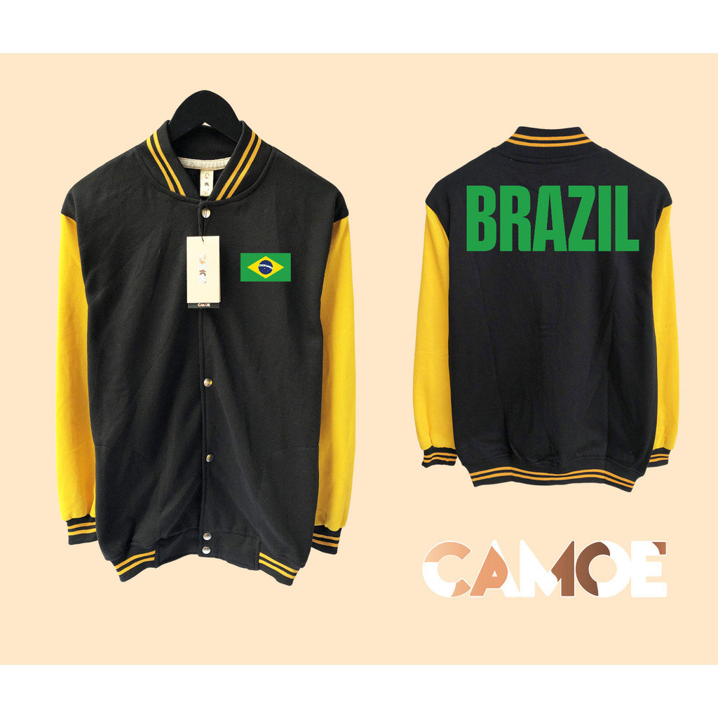 Jaket Baseball Varsity Bendera BRAZIL Piala Dunia World Cup