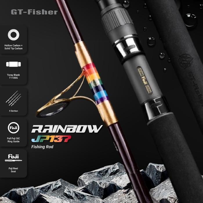 Joran GT Fisher Rainbow Three Section Popping Travel Rod Ring FUJI JP137