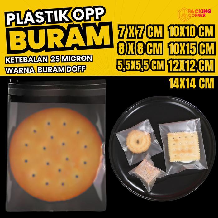 100 PCS Plastik OPP Lem Doff 8x8 12x12 Kantong Kemasan Kue Roti Cookies Frosted Buram Matte Seal