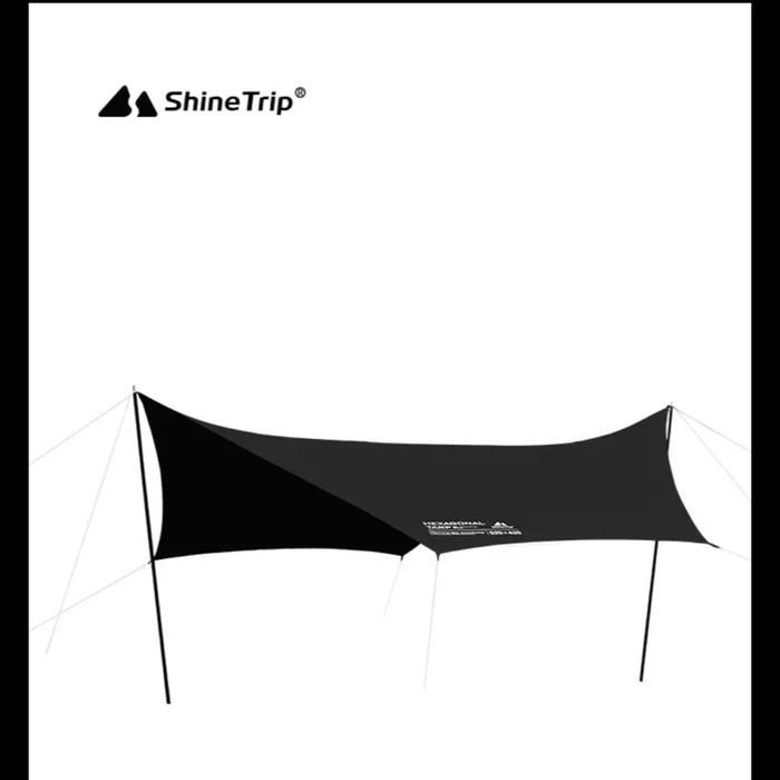 SHINETRIP HEXAGONAL BLACK VYNIL AWNING FLYSHEET SHELTER TENT OUTDOOR KAIN ANTIAIR LUAR RUANGAN
