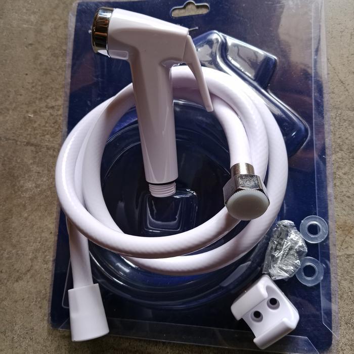 Jet Shower Toilet Set Lengkap Kedeng Semprotan Wc Plastik/Stainless Warna Putih, Chrome, & Hitam