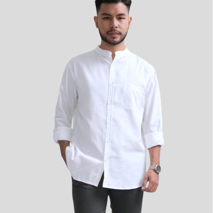 Kameja Lengan Panjang Pria Hm Kemeja Panjang Sanghay Polos Katun Tuwil Putih Baju Cowok Casual Twill