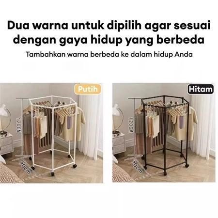 Okasumi Gantungan Baju Jemuran Pakaian Jemuran Pakaian Minimalis Tempat Hanger Dengan Roda Anti