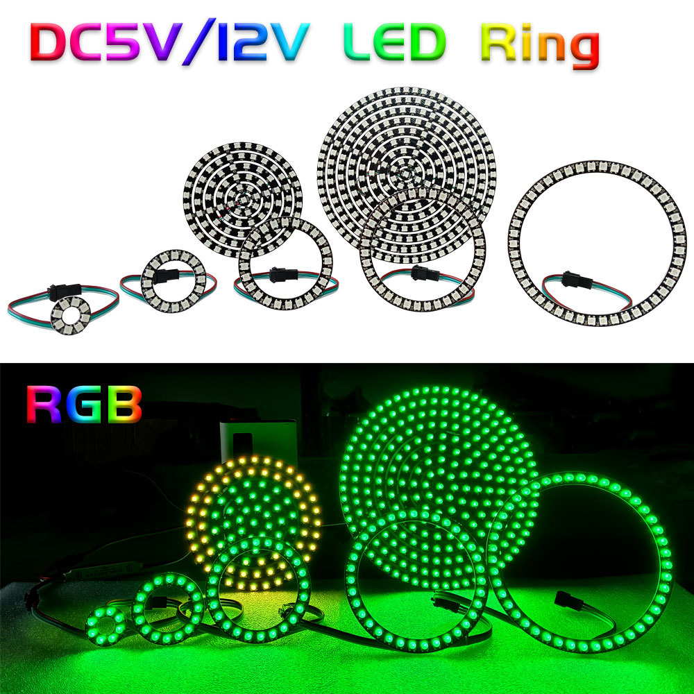 DC5V 12V DIY Led Ring Individually Addressable WS2812 SK6812 IC Built-in 5050 RGB Round Modules