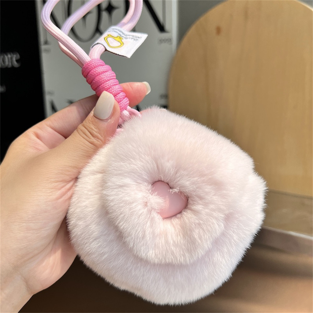 Y2K Fashion Plush Mini Bag Pendant Real Rabbit Fur Keyrings Student Women's Bag Backpack Keychains