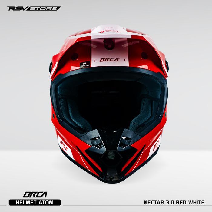 Helm RSV X ORCA Atom Nectar 3.0 Red White Helm Trail Cross Supermoto