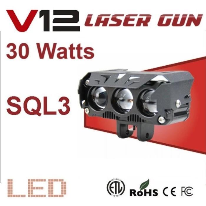 Lampu Sorot Tembak Laser Foglamp Sql 3 Mata Superbright Putih Putih