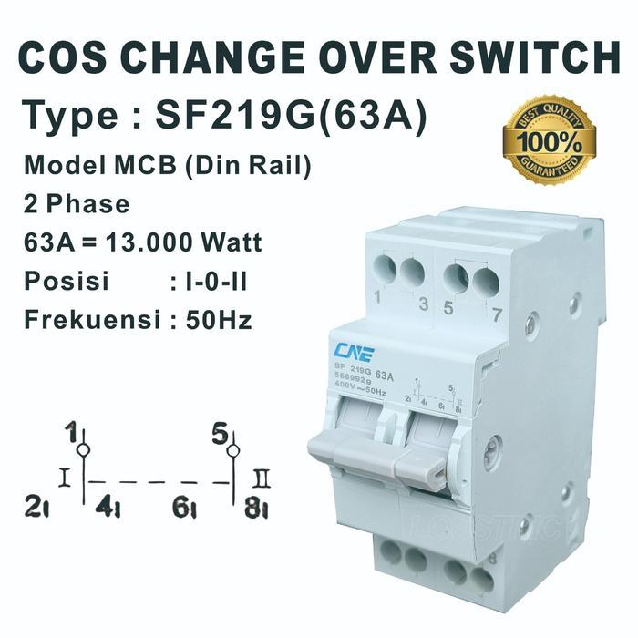 Ohm Saklar / COS Change Over Switch Model MCB Din Rail 2Phase 63A
