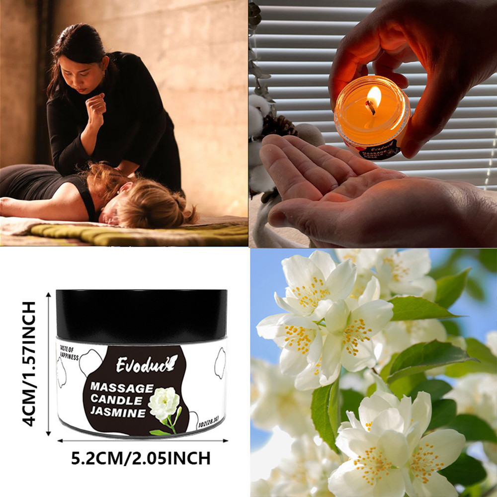 Massage Oil Candle Jasmine Soy Wax Low Temp Melt Pour Skin Care Moisturizing Relaxing Warm Spa Bath