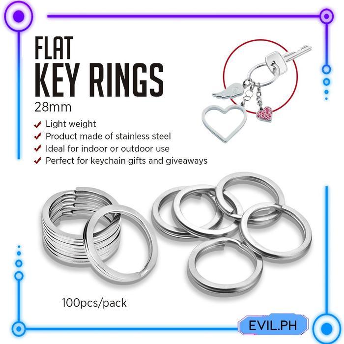 100PCS GANTUNGAN KUNCI TERPISAH 22MM 28MM RING PENGAIT & HIASAN GANTUNGAN KUNCI DATAR