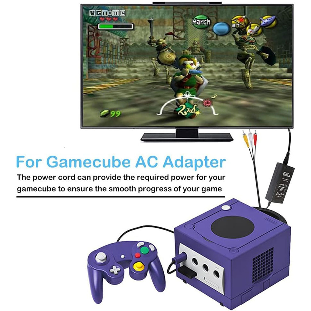Gamecube Power Supply,Gamecube Power Cord, Gamecube AV Cable & AC Power Adapter Set,Compatible with