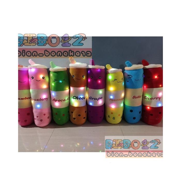Guling Boneka Boba LED Tinggi 60 cm Bahan Velboa Lembut