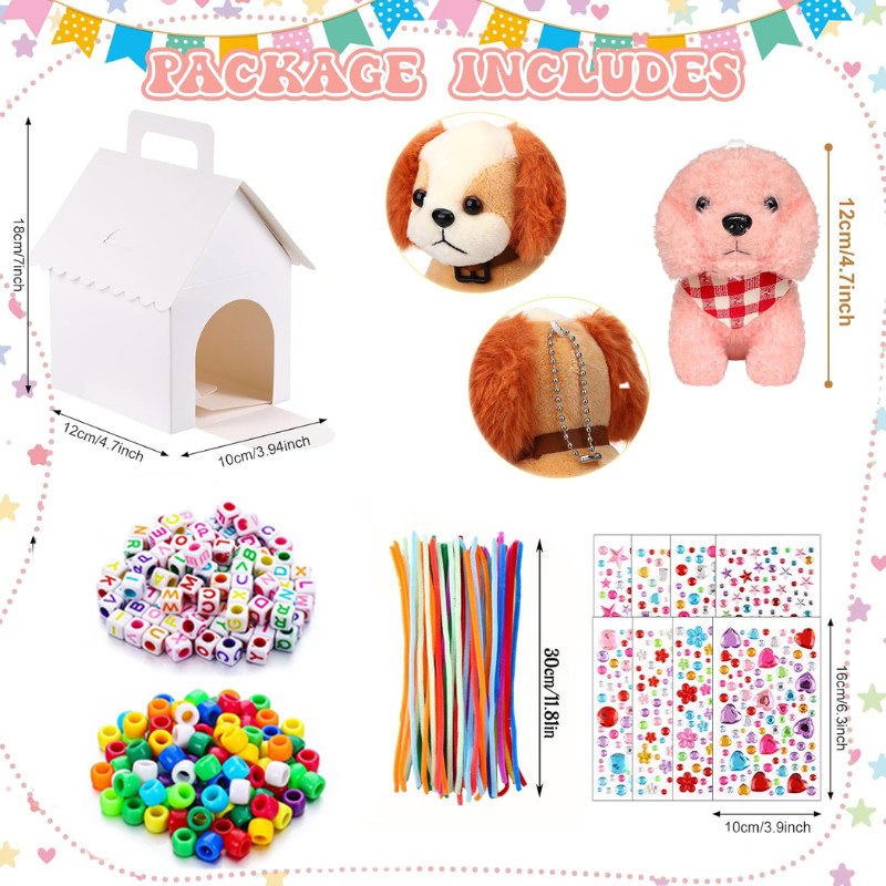 12-36Sets DIY Adopt A Puppy Party Favors Make Your Own Stuffed Animal Adopt Me Toys Bead Pets Kit