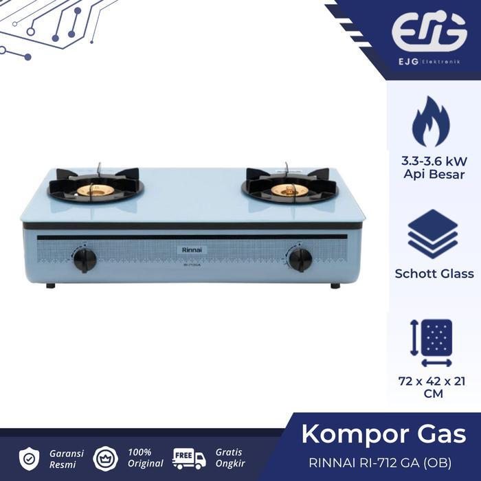 Rinnai Kompor Gas Ri 712 Ga(B)/Ga(W)/Ga(Ob) Kompor 2 Tungku Ri712Ga(B) Ri712Ga(W) Ri712Ga(Ob)