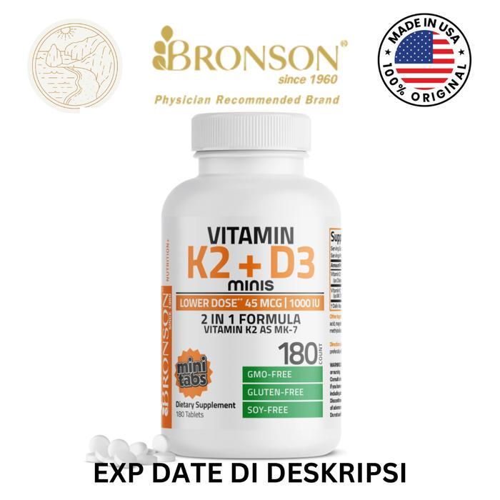 Promo Bronson Vitamin K2 D3 Minis 1000Iu 45Mcg Mk7 Isi 180 Mini Tablets