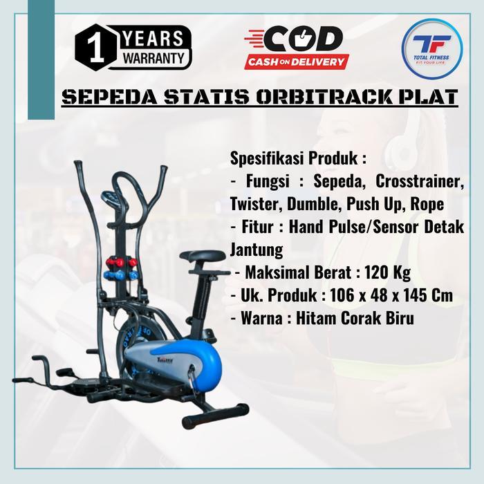 Alat fitnes rumahan sepeda statis orbitrack 5 in 1 orbitrek plat total