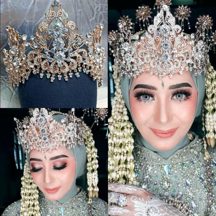TERLARIS [MK89] Mahkota Adat Pengantin Siger Sunda Jawa Impor Elegan Gold