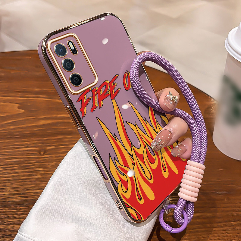 Casing Untuk OPPO A16 A16s A54s Case Casing pola Pola api Kasing HP Kesing mewah Silikon Softcase pl