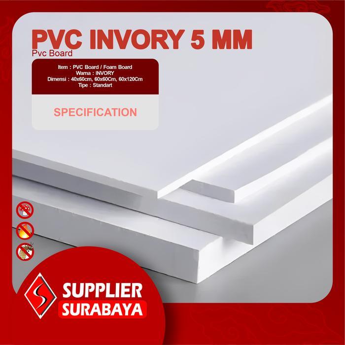 NEWSS SUPPLIER SURABAYA PVC BOARD 5MM STANDAR PAPAN TRIPLEK UKURAN 60X120CM 1 LEMBARAN WARNA IVORY