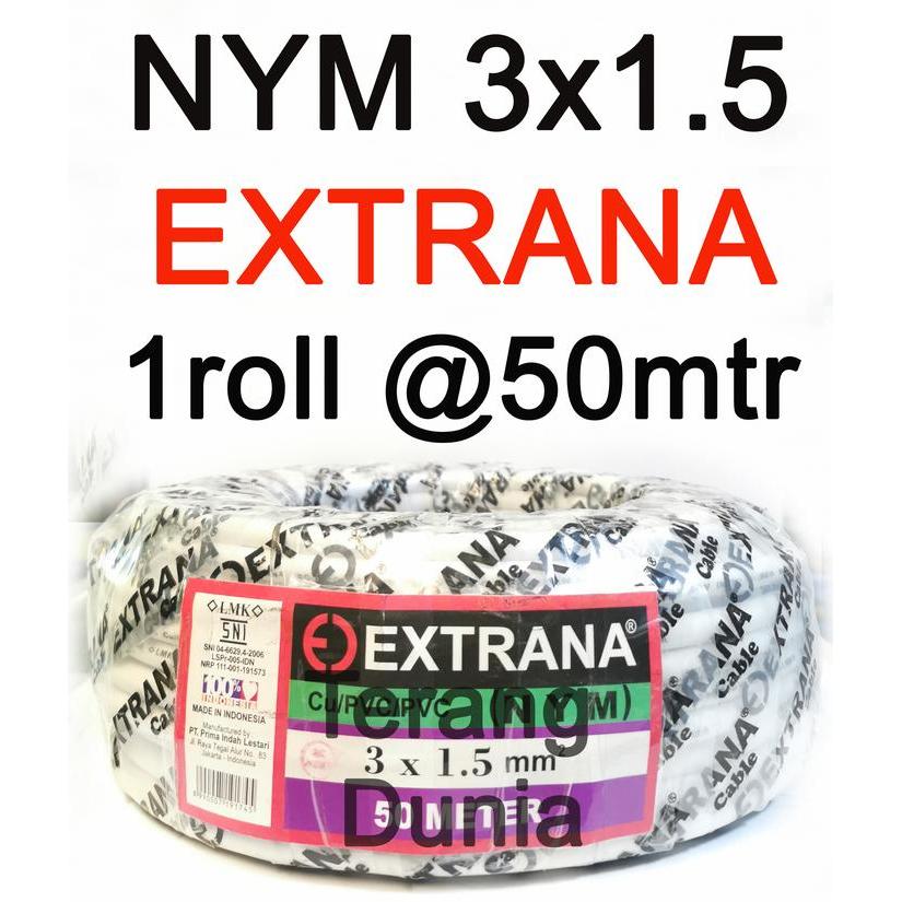 Nym 3X1.5 Extrana Kabel Listrik Tunggal 3X1.5 Extrana Kabel Extrana 3X