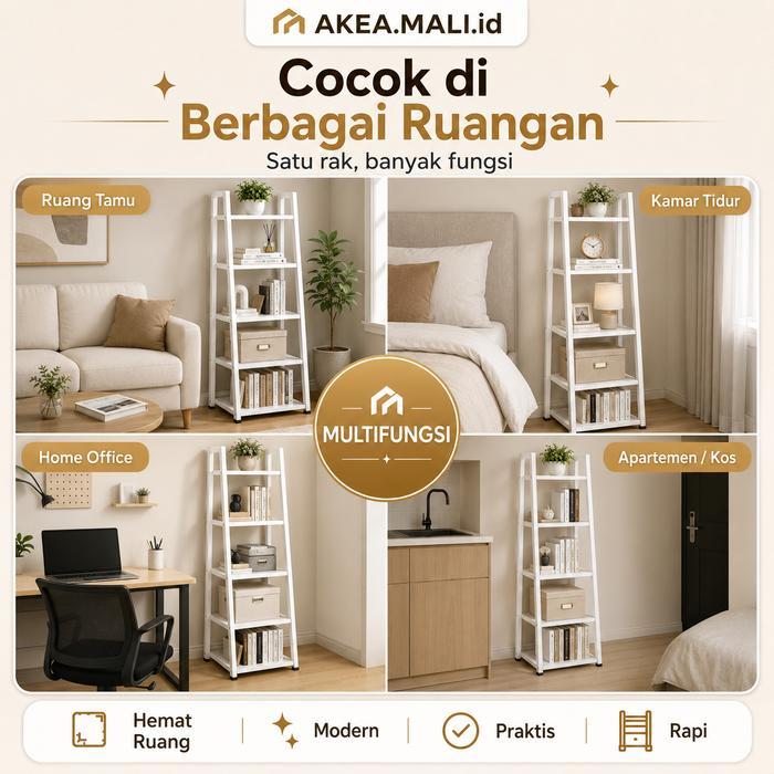 [Ak]5L Susun Besi Rak Kamar Tidur/Rak Buku 4Susun/ Rak Buku/Rak Buku Aesthetic/Rak Buku Kamar/Rak