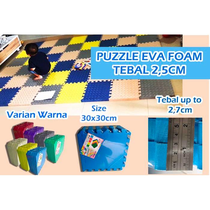 Karpet Puzzle Eva Matras Polos Tebal 2,5cm Empuk Berkualitas Bermain