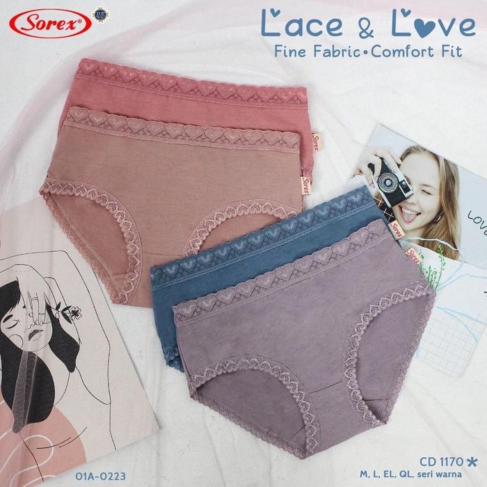 6pcs Celana Dalam Sorex Renda Wanita 1170 Bahan Katun Adem Lembut - CD Perempuan Cutting Mini