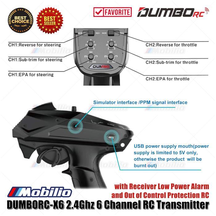 DISKON DUMBORC X6 2.4GHZ 6 CHANNEL RC TRANSMITTER WITH RECEIVER P6F P6FG P6DC WATERPROOF VERSION