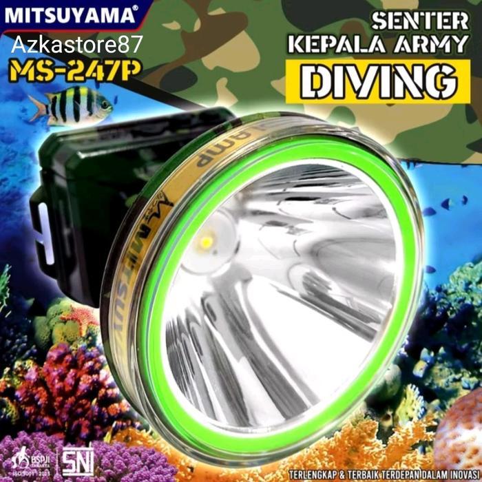 Senter Kepala Mitsuyama 247P 120Watt Loreng Putih LED Diving Selam - Camping