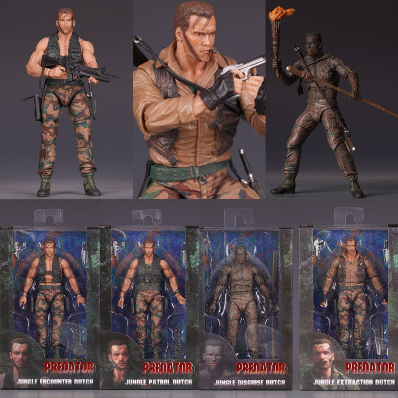 NECA Predator Jungle Extraction Dutch Action Figure Predator 30th Anniversary Encounter Dutch