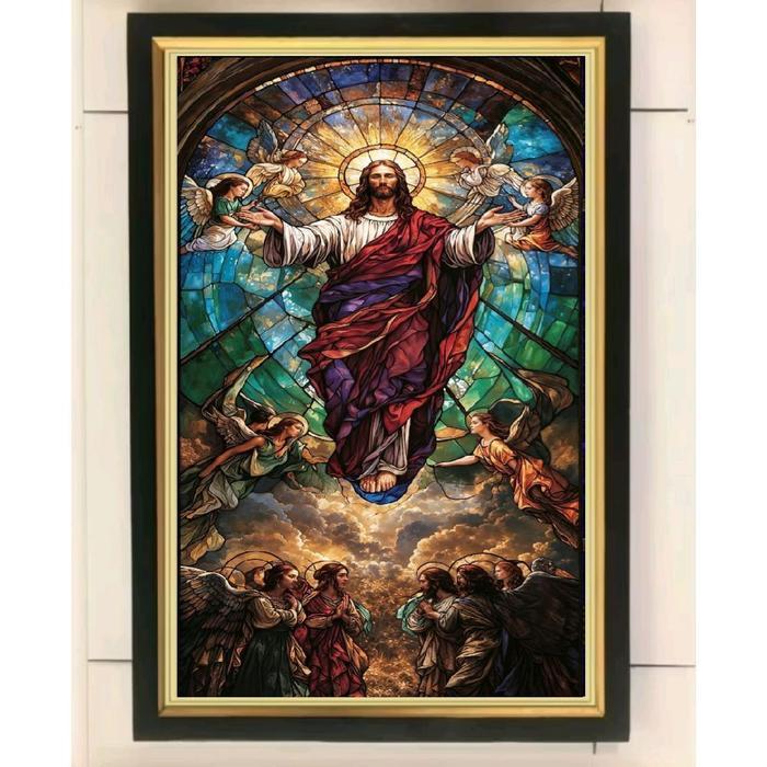 TERUJI Hiasan dinding lukisan cetak Tuhan Yesus Kristus plus Bingkai ukuran 65*45