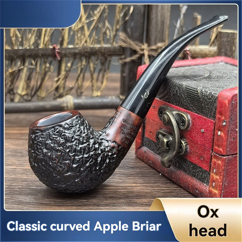 Classic Curved Apple Pipe - Premium Briar Wood, 9mm Bore, Elegant Fathers Day Gift for Smoking