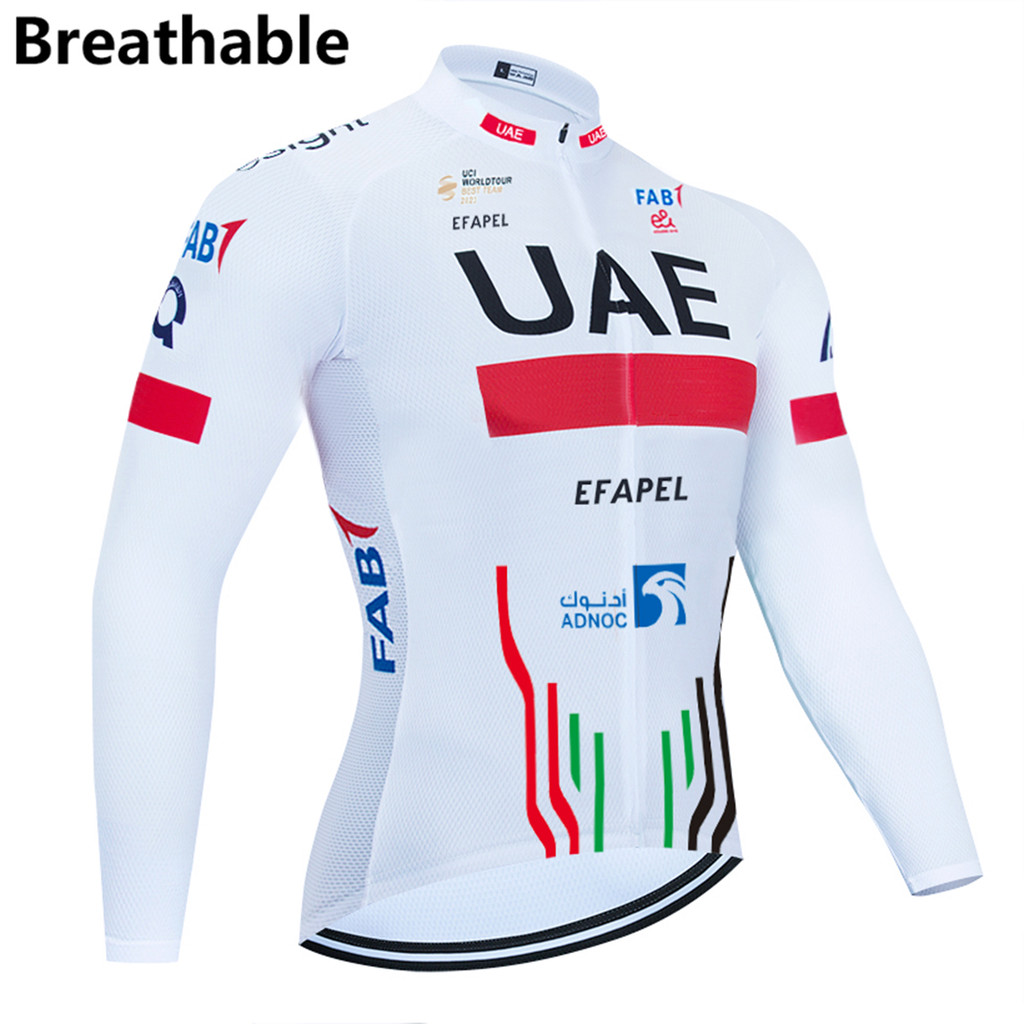 New White Cycling Clothing UAE Cycling Jersey Long Sleeves Summer Bike Maillot Ropa Ciclismo