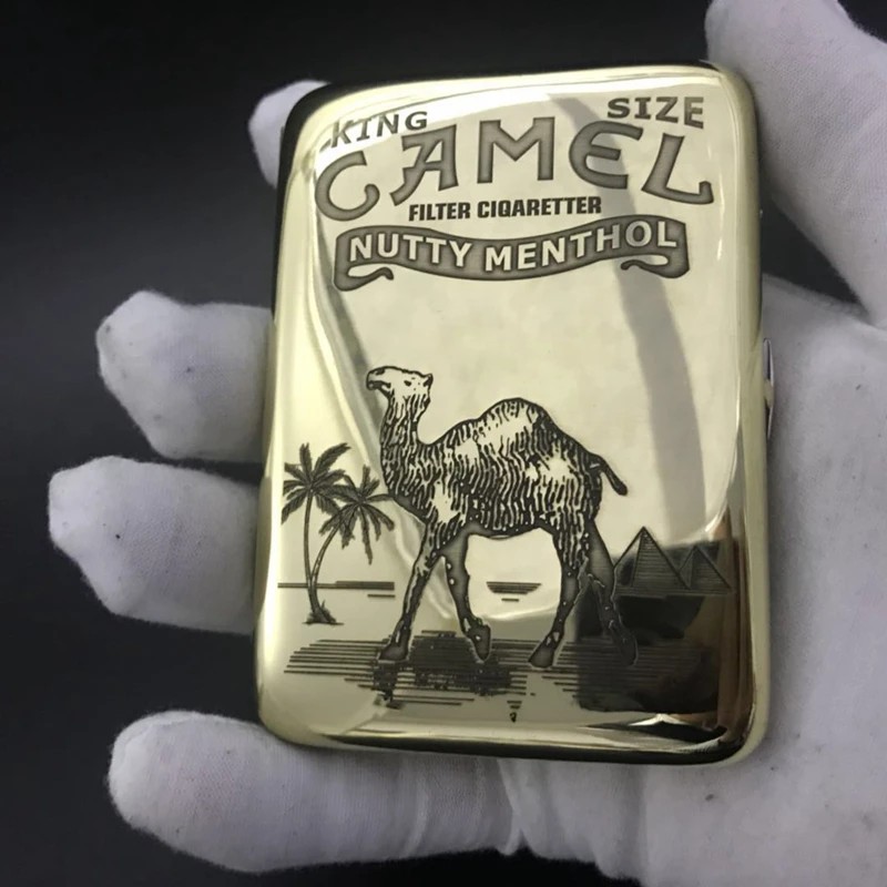 Vintage Brass Carved Cigarette Holder - Premium Metal Storage Box Holds 16 Cigarettes, Anti-Scratch