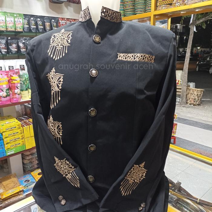 Koko motif Kemeja koko pria bordir motif pintu Aceh bahan kain epita ukuran M motif pintu Aceh bahan