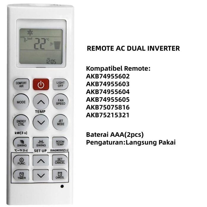 Remote AC Remot Pengganti Untuk AC LG Dual inverter T05EV5 T06EV3 T06EV4 T10EV4