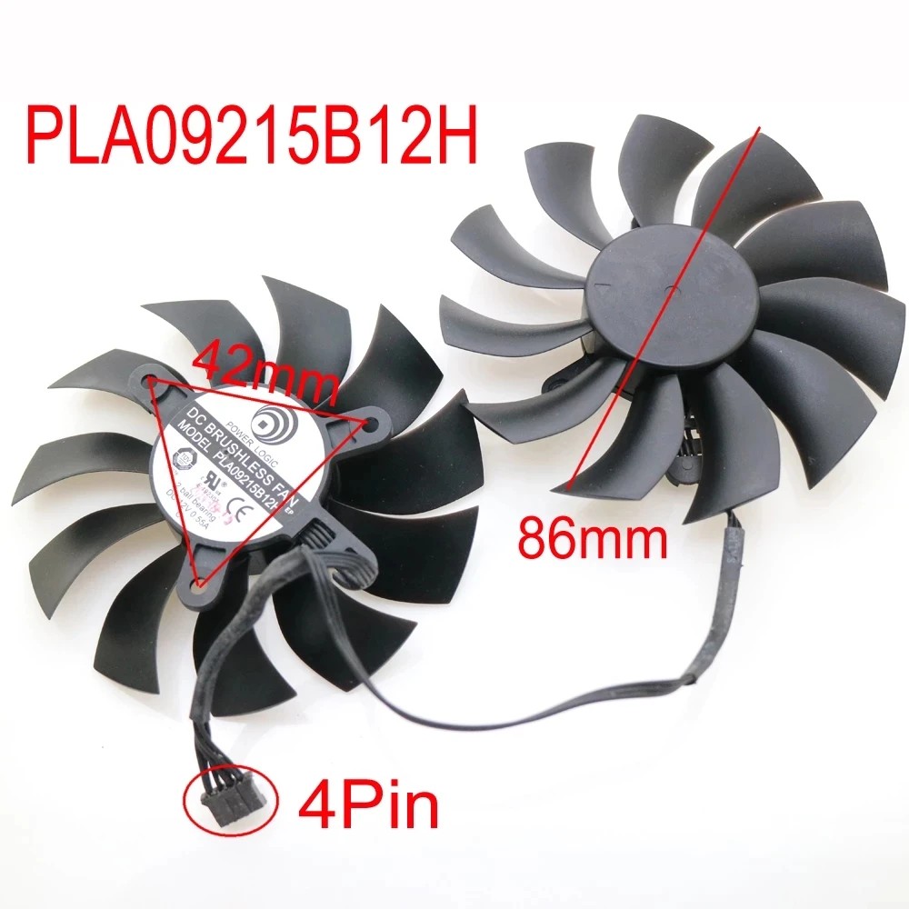 PLA09215B12H DC12V 0.55A 86mm 4Pin For EVGA GTX1050TI GTX1070 GTX1080 GTX1080TI Graphics Card