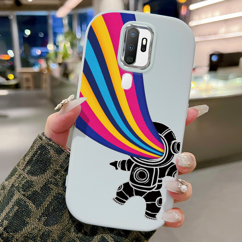 Casing Hp Untuk OPPO A5 2020 A9 2020 Case Rainbow Astronaut Kasing  silikon Cesing gelombang Softcas