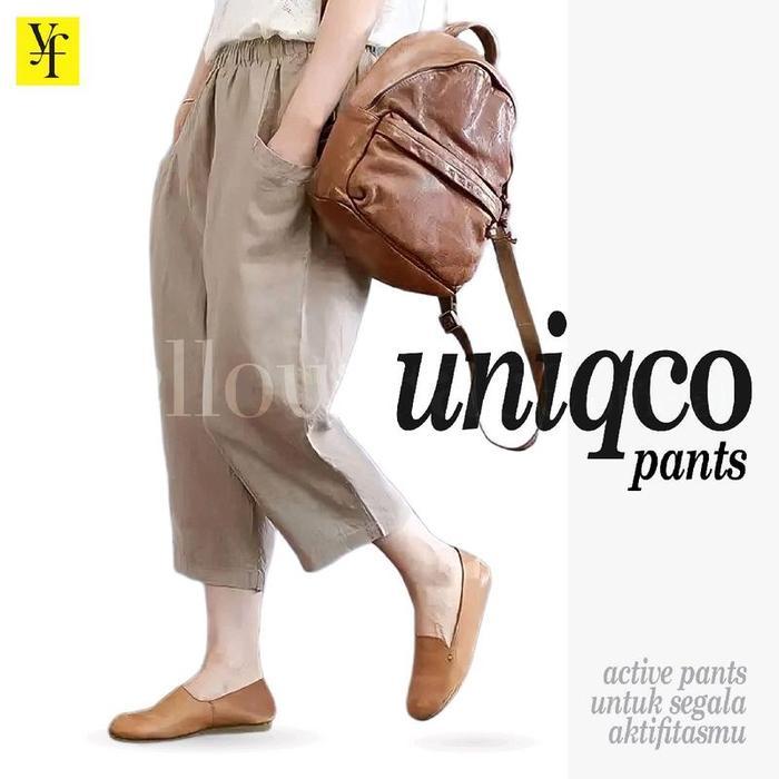 TERBARU Yellowface Uniqco Pants Celana Panjang Ankle Pants Korean Style - Celana Wanita Kulot -