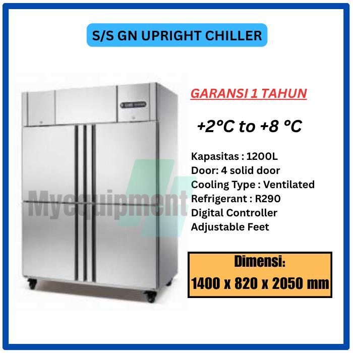 (LUAR KOTA) UPRIGHT CHILLER 4 SOLID DOOR 4 PINTU