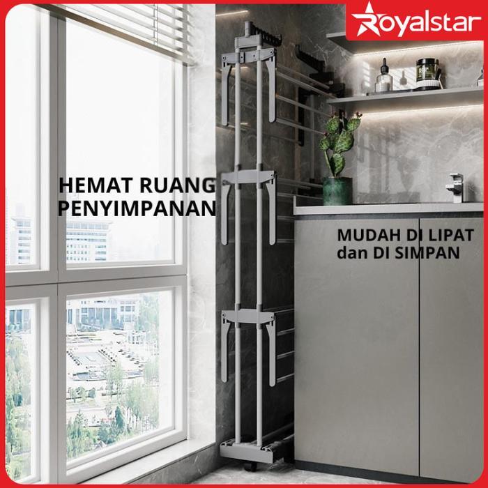 BISA COD [PROMO] Royalstar Rak Jemuran Baju Handuk Portable Rak Jemuran Portable Beroda 3 Susun