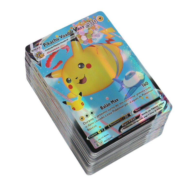 100Pcs Portuguese Pokemon Cards Holographic Vmax Letter with Rainbow Arceus Shiny Charizard trade