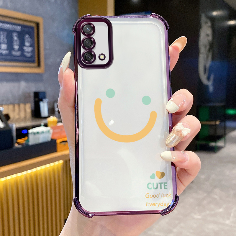 Casing Hp untuk OPPO A74 A95 F19 F19s Case Casing Garis kematian senyum tas emoji pola Cesing HP Kes