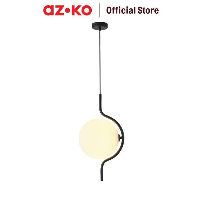 Lampu Gantung Hias Modern Kap Kaca Bulat 20 cm Hitam Fitting G9