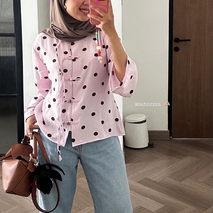 Outerres - Alia Cheongsam Top Atasan Blouse Cheongsam Wanita Terlaris